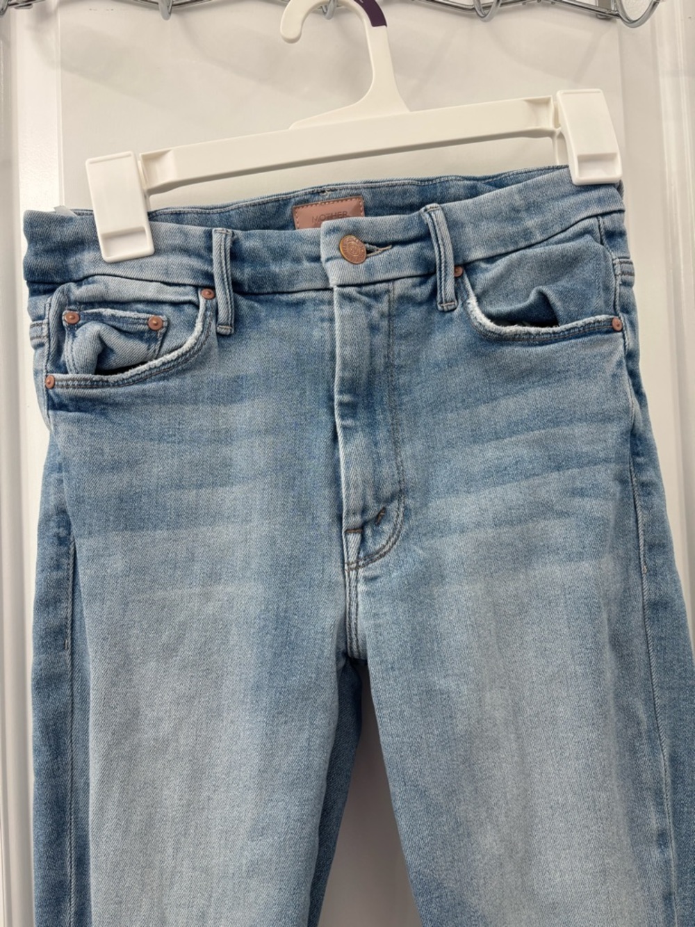 MOTHER High Waisted Looker ankle fray Jean in au revoir - Picture 2 of 11